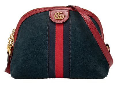 Small Ophidia Dome, &pound;650, Handbags, Navy/Red, Suede, Front view